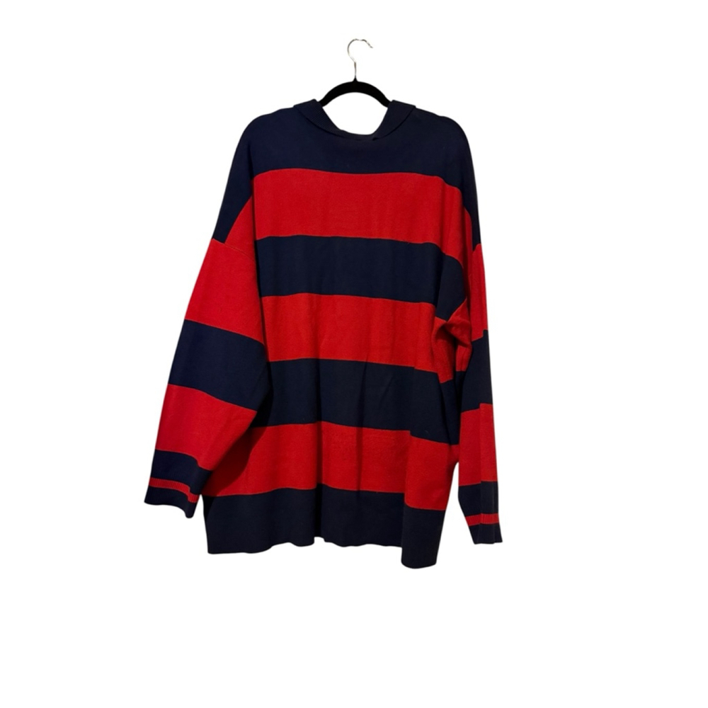 American Eagle Red Navy Striped Finch College Sweater XXL - Picture 2 of 4